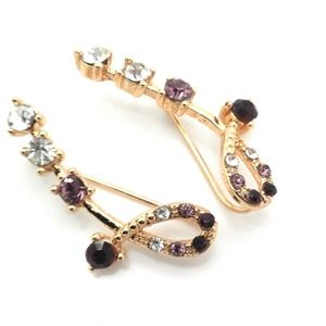 Purple Ear Pins Earring Swirl Upwards Ear Cuff